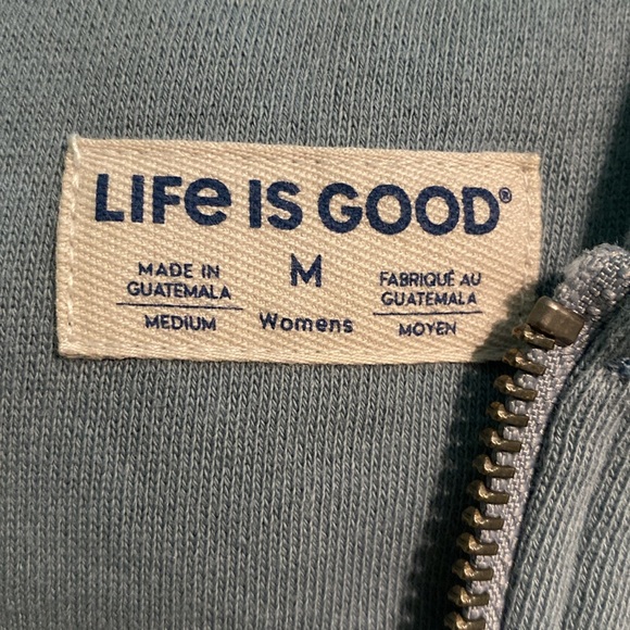 Life Is Good simply true zip HERE COMES THE SUN hoodie jacket blue Medium NWT - Picture 6 of 7